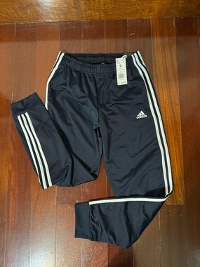 NWT adidas for men Navy Joggers with White Triple Stripes size M
